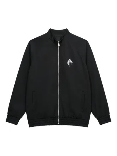 Rta Embroidered-logo Cardigan In Black