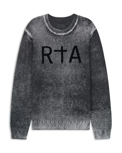 Rta Ethan Black Glitch Crew Neck Sweater In Gray