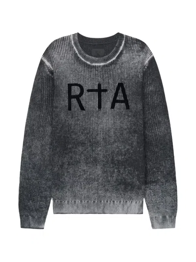 Rta Ethan Black Glitch Crew Neck Sweater In Gray