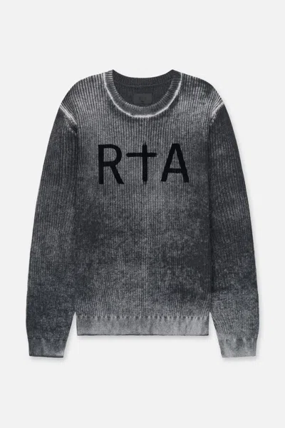 Rta Ethan Black Glitch Crew Neck Sweater In Gray