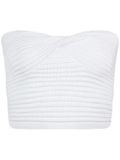 Rta ‘eugene' Front Twist Ribbed Cotton Tube Top In White
