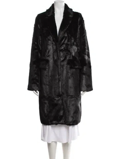 Pre-owned Rta Faux Fur Coat In Black
