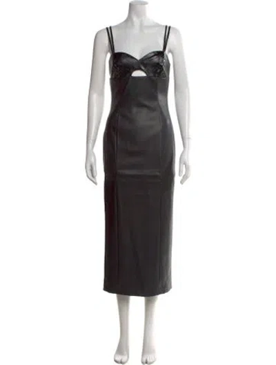 Pre-owned Rta Faux Leather Long Dress W/ Tags In Black
