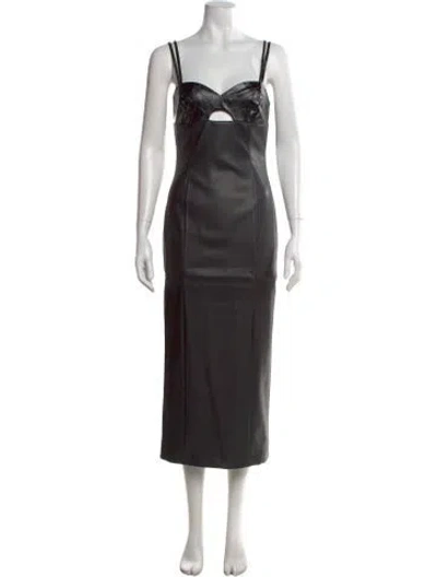 Pre-owned Rta Faux Leather Long Dress W/ Tags In Black