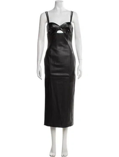 Pre-owned Rta Faux Leather Long Dress W/ Tags In Black