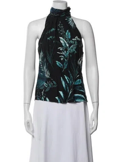 Pre-owned Rta Floral Print Halterneck Top In White