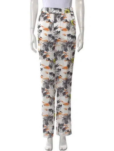 Pre-owned Rta Floral Print Straight Leg Pants W/ Tags In White