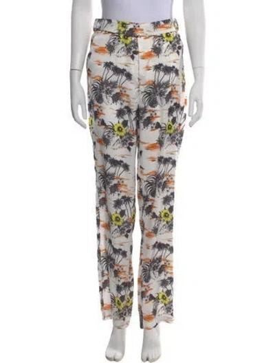 Pre-owned Rta Floral Print Straight Leg Pants W/ Tags In White