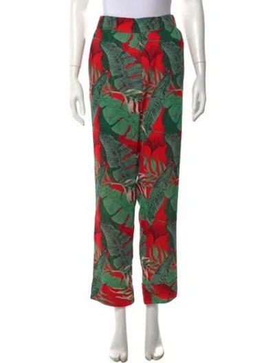 Pre-owned Rta Floral Print Wide Leg Pants In Green