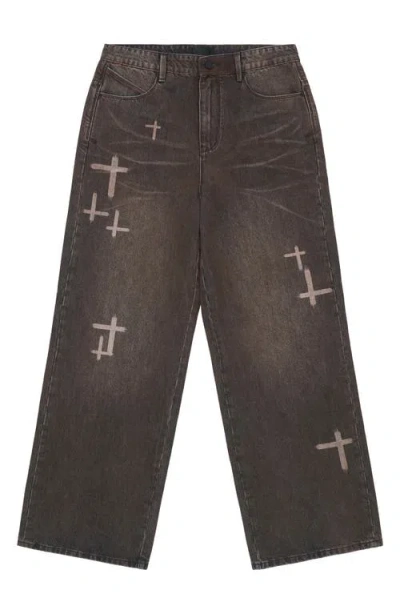 Rta Franco Wide Leg Jeans In Brown