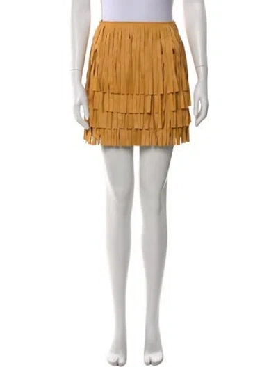 Pre-owned Rta Fringe Trim Accent Mini Skirt W/ Tags In Orange