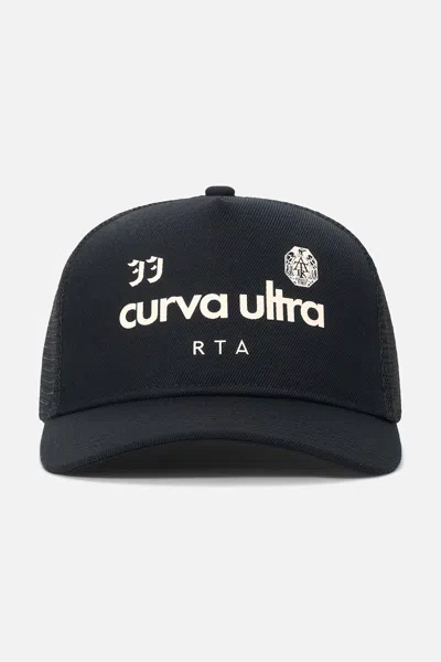 Rta Gideon Trucker Hat In Black Curva Ultra