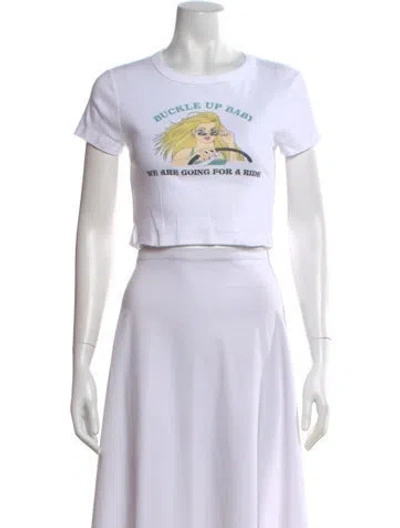 Pre-owned Rta Graphic Print Crew Neck Crop Top W/ Tags In White