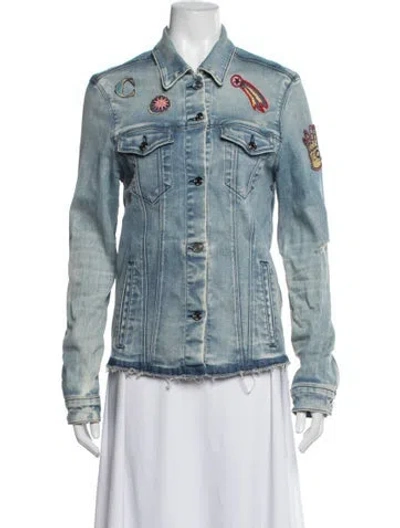 Pre-owned Rta Graphic Print Denim Jacket In Blue