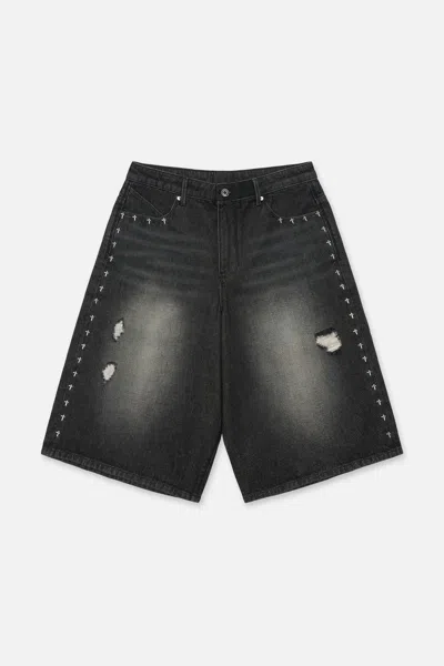 Rta Gustavo Oversize Denim Bermuda Shorts In Gray