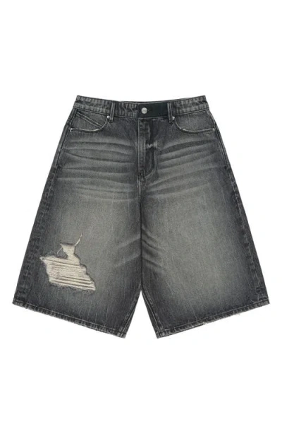 Rta Gustavo Oversize Denim Bermuda Shorts In Black