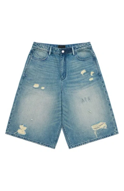 Rta Gustavo Oversize Denim Bermuda Shorts In Blue