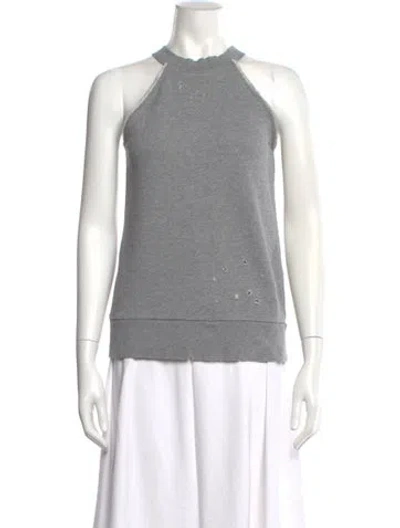 Pre-owned Rta Halterneck Sleeveless Crop Top In Gray