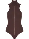 Rta High-neck Knitted Bodysuit In Brown