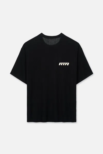 Rta Ian Crochet Short Sleeve Tee In Black
