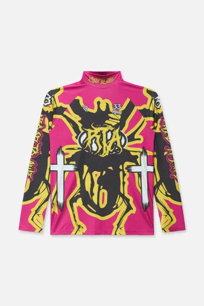 Rta Ilias Mock Neck Racing Shirt In Multi
