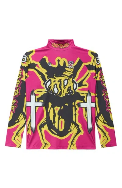 Rta Ilias Mock Neck Racing Shirt In Purple