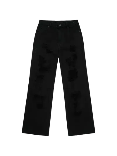 Rta Jamie Distressed Wide-leg Flare Jeans In Black