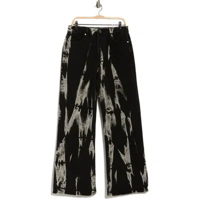 Rta Jamie Marbled High Waist Relaxed Leg Jeans In Black