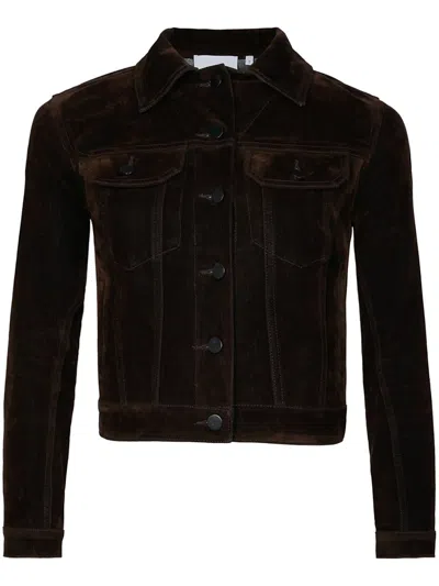 Rta Jean Logo-embroidered Velvet Jacket In Brown
