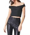 Rta Jewel Off Shoulder Sweatshirt In Black Lurex In Black