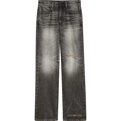 Rta Jonas Distressed Loose Straight Leg Jeans In Black