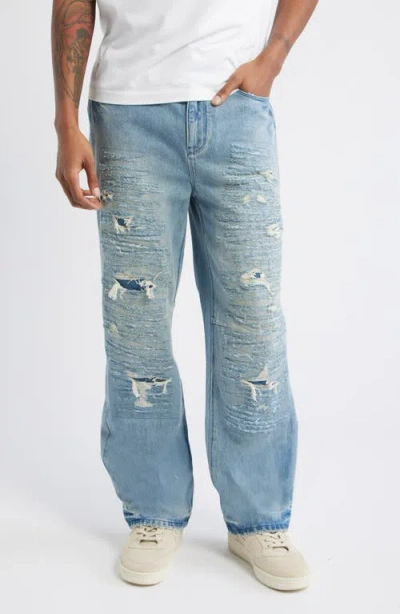Rta Jonas Frayed Horizon Distressed Jeans In Blue