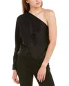 Rta Josalyn One-shoulder Long Sleeve Blouse In Black