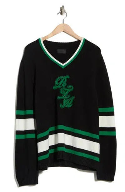Rta Joshua V-neck Cotton Blend Sweater In Black