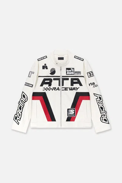 Rta Kalix Faux Leather Moto Jacket In White