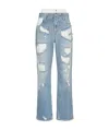 Rta Kallan Distressed Straight-leg Jeans In Blue
