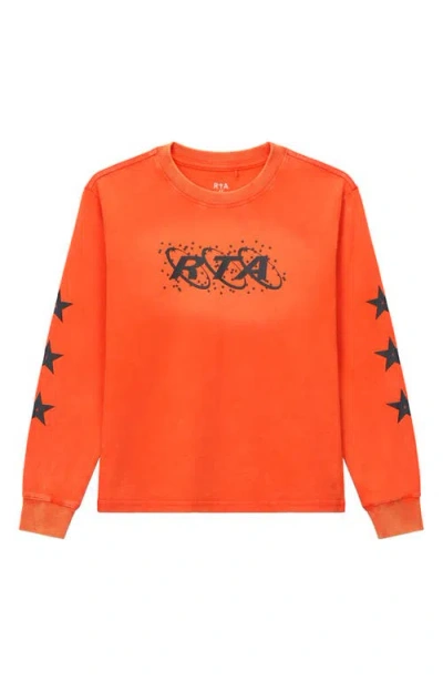 Rta Kids' Hollis Long Sleeve Cotton Graphic T-shirt In Orange