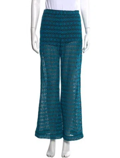 Pre-owned Rta Lace Pattern Flared Pants In Blue