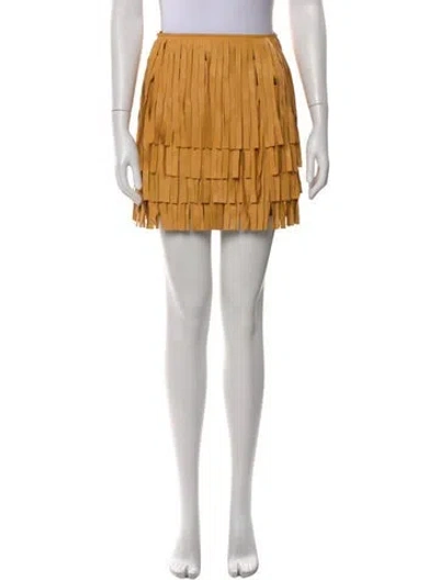 Pre-owned Rta Lamb Leather Mini Skirt W/ Tags In Orange