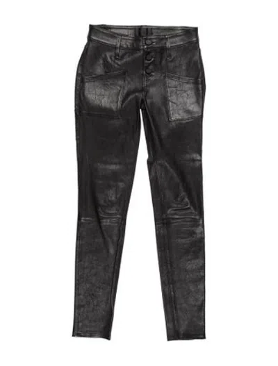 Pre-owned Rta Lamb Leather Skinny Leg Pants In Black