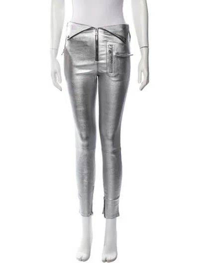 Pre-owned Rta Lamb Leather Skinny Leg Pants In White