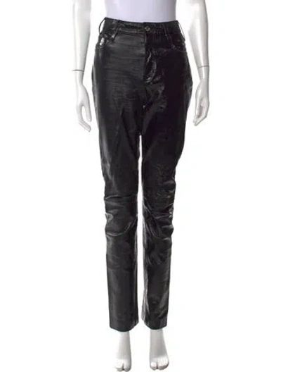 Pre-owned Rta Lamb Leather Straight Leg Pants In Black