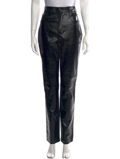 Pre-owned Rta Lamb Leather Straight Leg Pants In Black