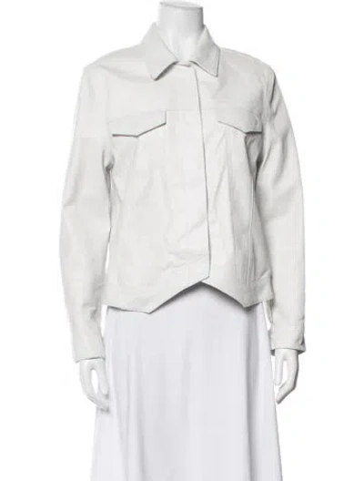 Pre-owned Rta Lambskin Biker Jacket In White