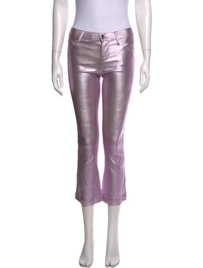 Pre-owned Rta Lambskin Flared Pants In Metallic/purple