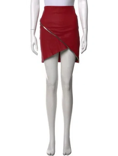 Pre-owned Rta Lambskin Mini Skirt In Red
