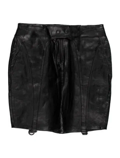 Pre-owned Rta Lambskin Mini Skirt W/ Tags In Black