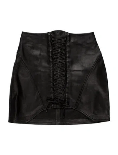 Pre-owned Rta Lambskin Mini Skirt W/ Tags In Black