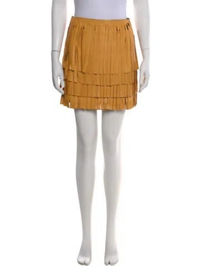Pre-owned Rta Lambskin Mini Skirt W/ Tags In Yellow