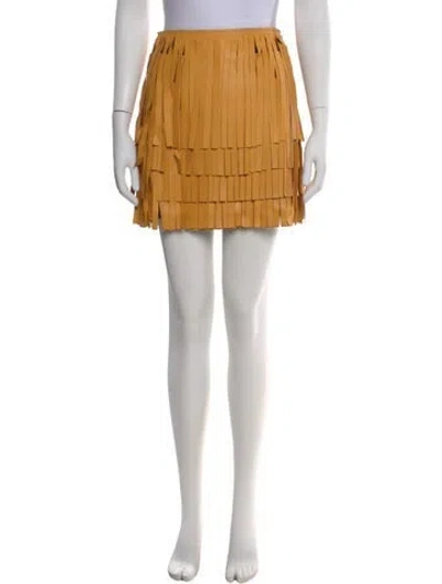 Pre-owned Rta Lambskin Mini Skirt W/ Tags In Yellow